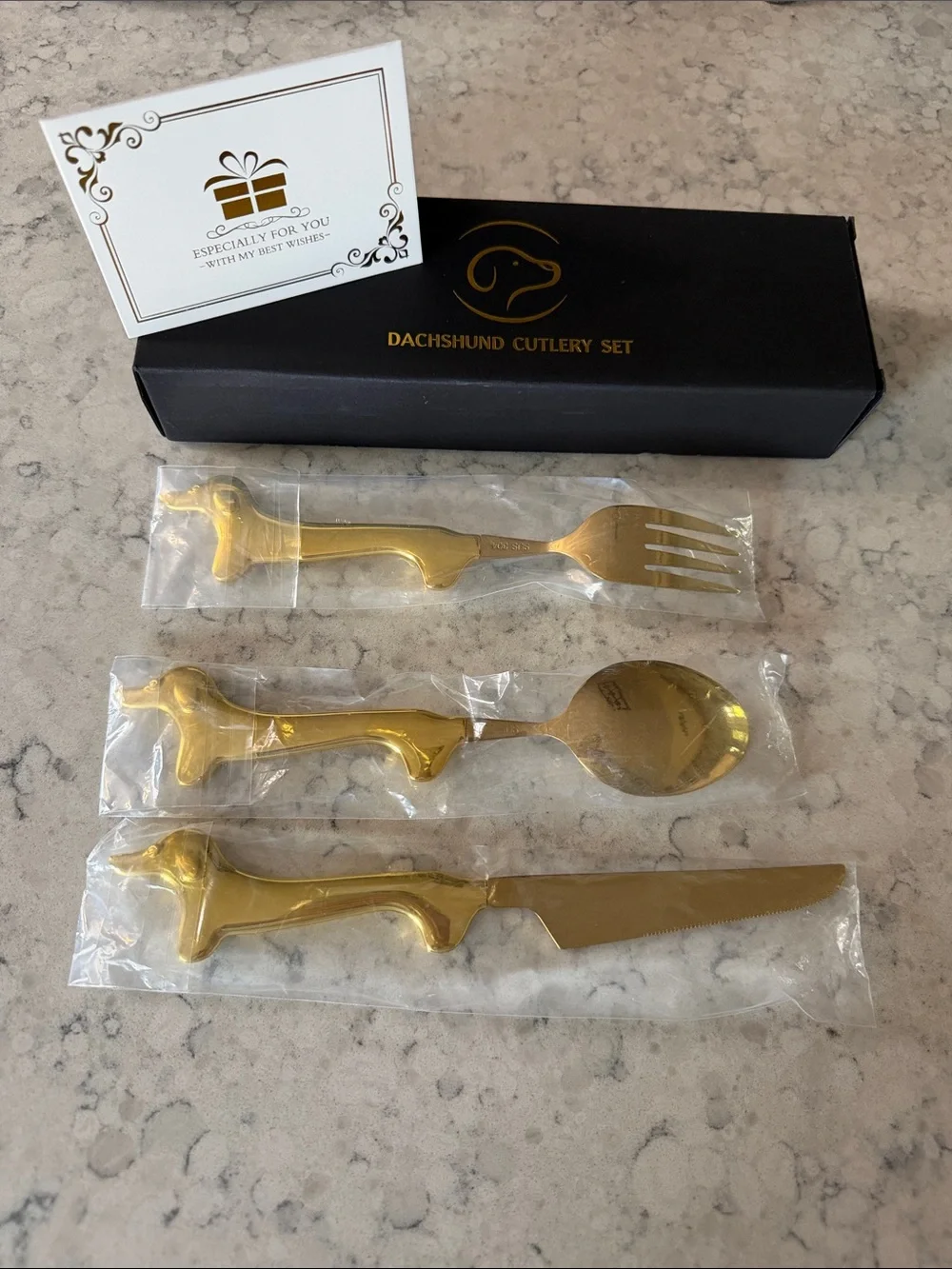 Dachshund‎ Cutlery 3 Piece Set Dog Lover Gift Fork Spoon Novelty Flatware